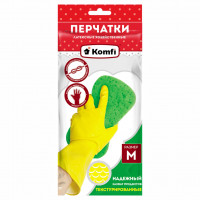 Перчатки хозяйственные латексные без х/б напыления, размер М желтые