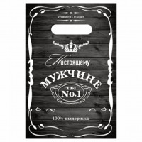 Пакет подарочный с вырубной ручкой 20х30 Настоящему мужчине